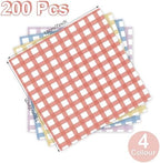Honeydak 200 Pcs Checkered Wax Paper Sheets 7 x 7 Inch Variety Pack Checkered Deli Paper Sheets Food Basket Liners for Sandwich Burger Greaseproof Food Wrapping, Outdoor Picnic Disposable Serving