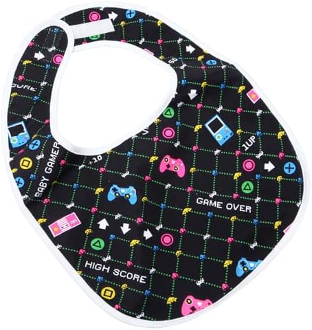 Littleforbig Cotton Waterproof Babydoll Printed Adult Bib with Adjustable Hook-and-Loop Fastener Closure - Baby Gamer Adult Bib