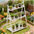 Miniature Flower Pot Stand Model Toy Dollhouse Furniture Display Rack for Mini Plants Creative Home Decor and Classroom Rewards