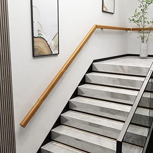 Wooden Stair Handrail, Single Piece Handrails, Complete Kit with Metal Bracket, Safety Anti-Slip Wall Stair Rail for Indoor Elderly Children, for Bars Lofts Kindergarten Guardrail Corridor