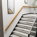 Wooden Stair Handrail,9FT Handrails, Complete Kit with Metal Bracket, Safety Anti-Slip Wall Stair Rail for Indoor Elderly Children, for Bars Lofts Kindergarten Guardrail Corridor