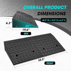 DNA Motoring 2pcs 6.3" Rise Rubber Curb Ramp Heavy Duty Loading Driveway Ramp Threshold Ramp 38.5 in L x 19.6 in W x 6.3 in H for Loading Dock, Warehouse, Motorcycles, Cars, TOOLS-00652X2