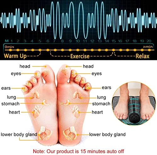 TeqHome EMS Foot Massage Pad, Electric Foot Stimulator Massager Foot Plate with 6 Modes & 9 Intensity Levels, TENS Leg Reshaping Muscle Pain Relax Massage Mat for Muscle Relaxation, Battery Powered