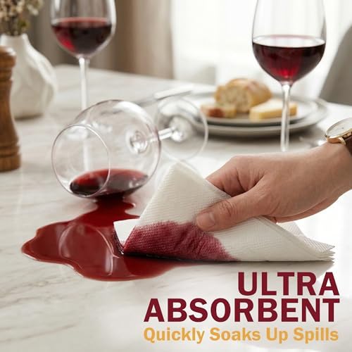 JINVOGREEN 500 Count White Paper Napkins Bulk - 2-Ply Disposable Dinner Napkins 6.5x6.5 Inch, Soft Absorbent Cocktail Napkins for Everyday Use, Restaurants, Parties, Weddings (13x13 Inch Unfolded)