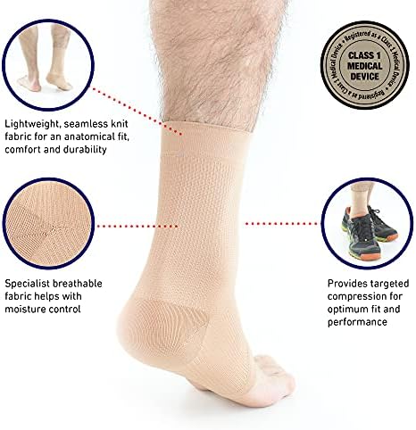 Neo-G Airflow Ankle Compression Sleeve - Sports, Daily Wear - Compression Ankle Brace, Tendonitis Support, Compression Ankle Support for Weak Ankles and Joint Pain - Airflow - S – Beige
