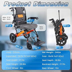 Super Lightweight Portable Transit Travel Wheelchair, Upgraded Folding Transport Wheelchairs (Weight 24lbs) for Adults and Seniors, Come with Telescopic Handle and Travel Bag
