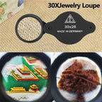 30X Magnifying Glass, 1in Lens Diameter Handheld Pocket Folding Magnifier, Portable Jewelers Loupe Magnifier with Metal Cover for Jewelry, Stamps Antiques, Gems, Diamonds, Plants