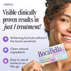 BocaBella Natural Teeth Whitening Strips - 100% Sensitivity-Free, Whitens 8 Shades in 14 Days, Peroxide-Free, Enamel-Safe, Papaya & Pineapple Enzymes, Aloe & Coconut Oil, 7 Treatments (14 Strips)