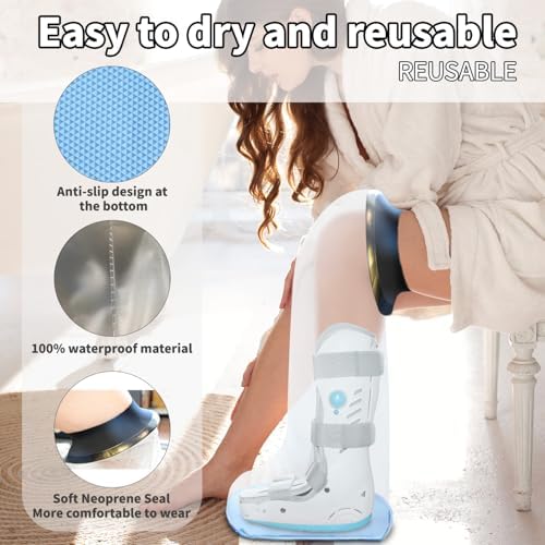 KEEFITT Adult Leg Cast Protector for Shower, KT5103 Waterproof Cast Cover for Shower Lower Leg with Non-Slip Padding Bottom, Watertight Protection to Broken Leg, Foot Ankle, Wound and Burns