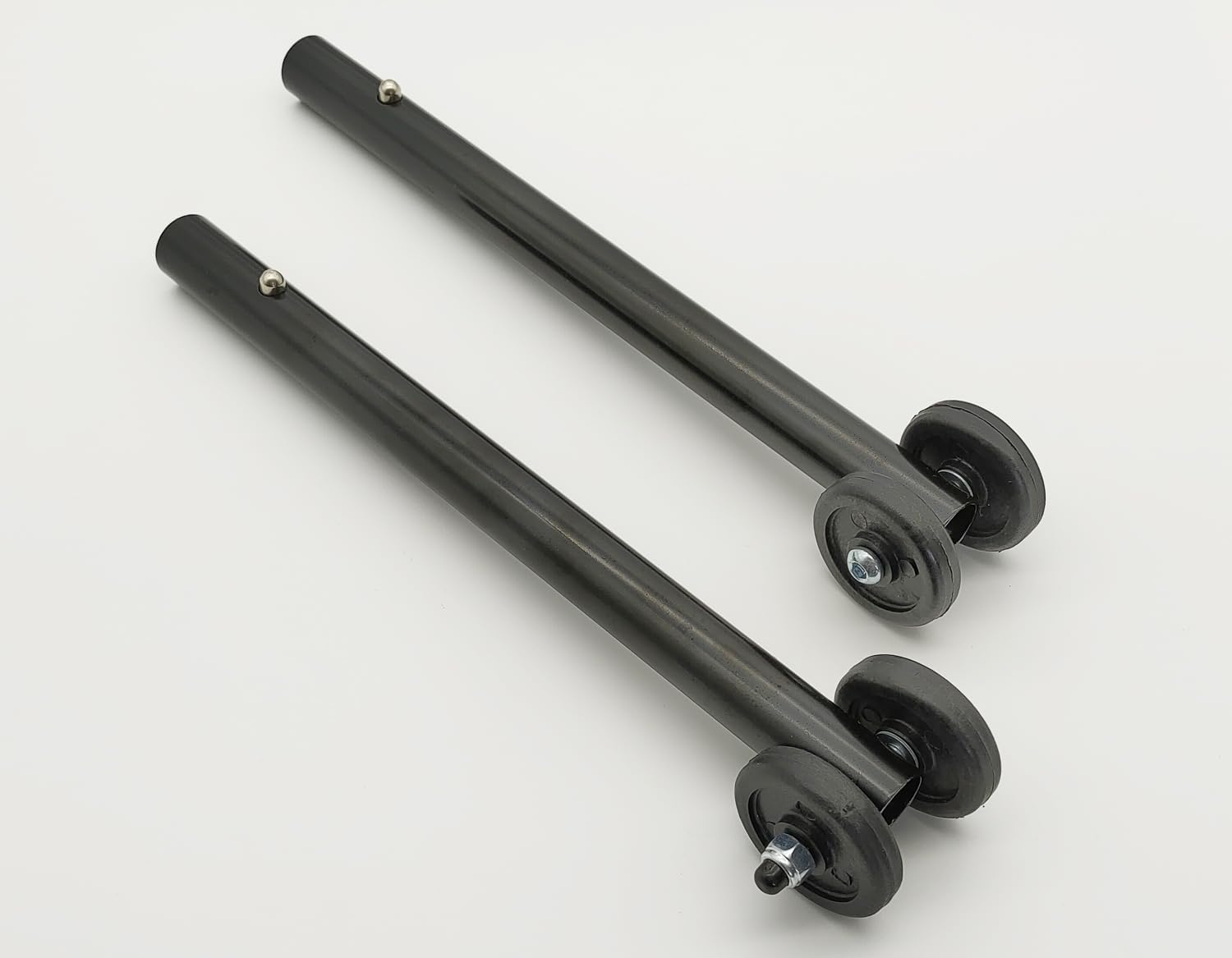 Anti-Tipper Set for Wheelchair Silver Sport & Chrome Sport Standart Wheels Stability,with Wheels,Steel Universal Rear Anti-Tipper Straight w/Wheels,Wheelchair Universal Parts,STDS833N(1 Pair,Black)