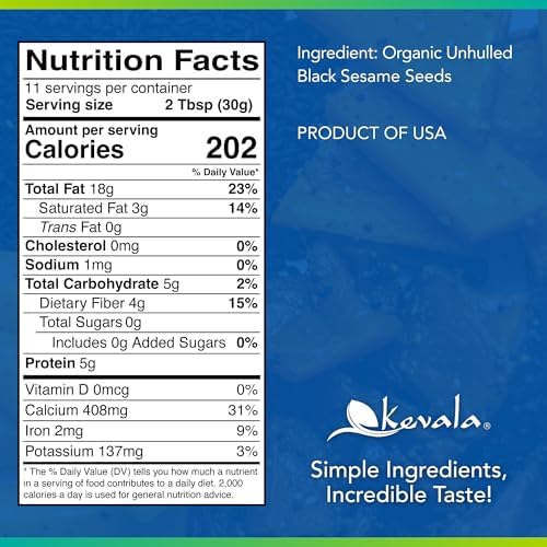 Kevala Organic Black Tahini - Gluten Free Black Sesame Paste (12 Oz (Pack of 3))