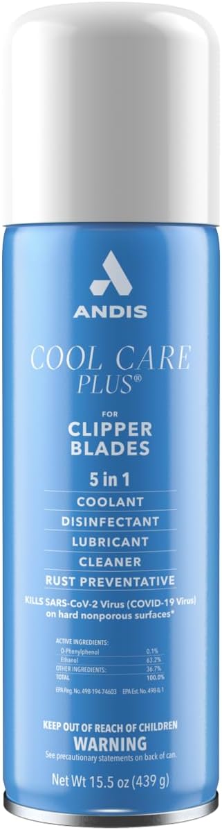 Andis 12750 Cool Care Plus 5-in-1 Clipper Spray, 15.5 oz Can, Blade Care and Treatment
