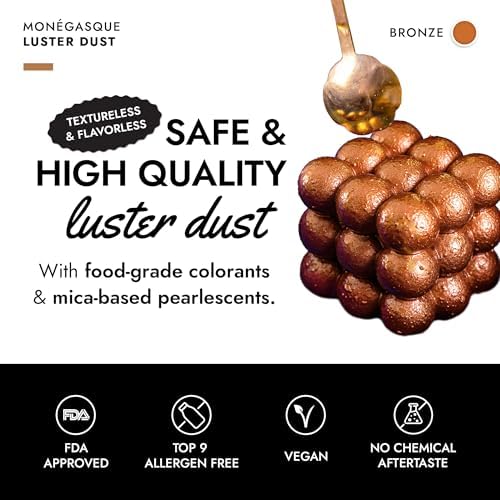 MONÉGASQUE Bronze Edible Glitter for Drinks 7g – Copper Edible Glitter for Cakes & Cocktails – Luster Dust for Drinks, Cocktail, & Chocolate – Drink Shimmering Bronze – Cake Decorations Sprinkles