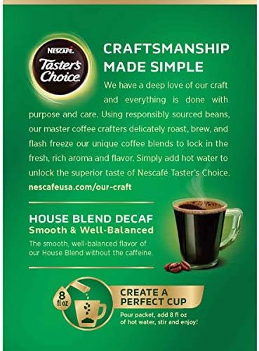 Nescafe Taster's Choice Decaf, House Blend Instant Coffee Single Serve Sticks, 16 Count (Pack of 1)