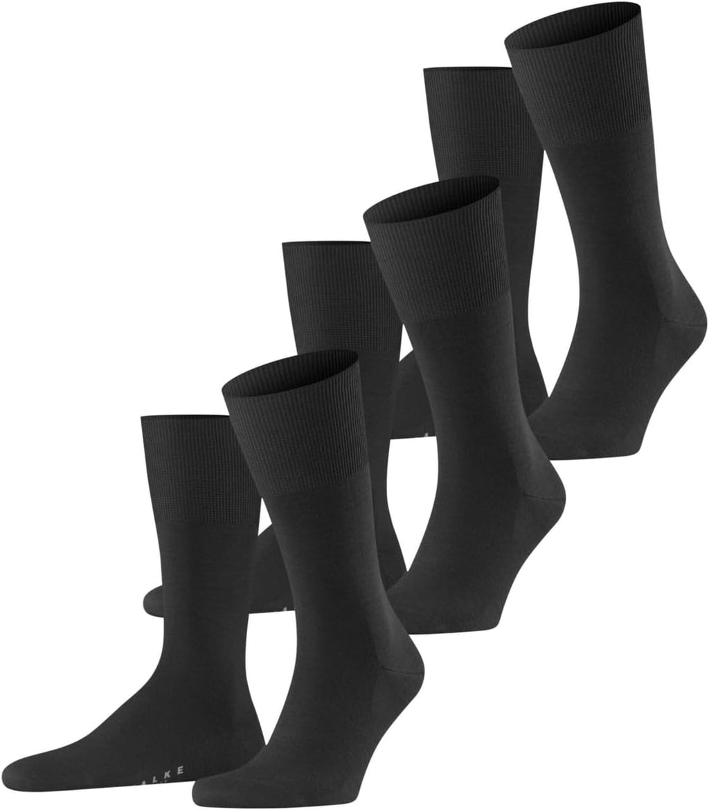 FALKE Men's Airport 3-Pack Mid-Calf Dress Socks, Merino Wool Cotton, 3 Pairs