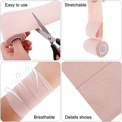 BQTQ 6 Rolls Elastic Adhesive Tape 4 Inch Elastic Bandage Wrap Self Adhesive Wound Wrap Self Adherent Stretch Bandage Sports Tape Elastic Tape Bandage for Wrist Ankle Swelling Sprains (Beige)