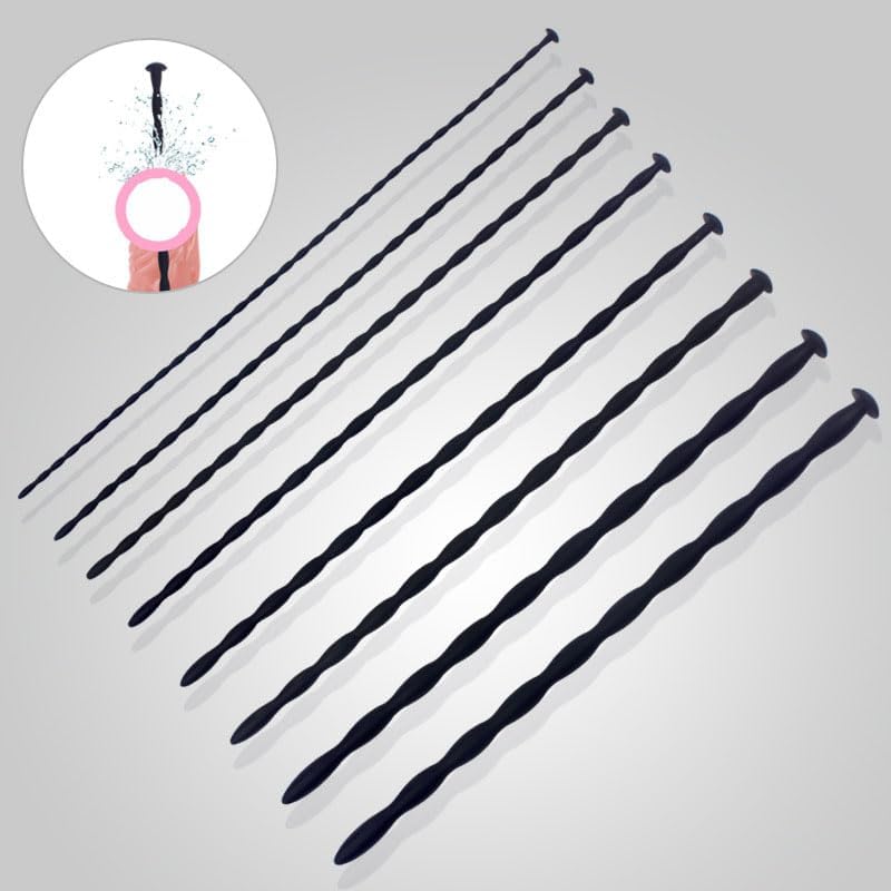 4/8 pcs Male Silicone Urethral Sounds Trainer Plug Urinary Dilator Stretcher Masturbation Rod Penis Plug Bladder Stimulation Fetish Sex Toy for Men (Thick 5-8)