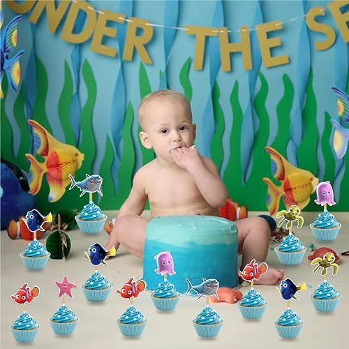 "Findng Nmo Cupcake Topper | Ocean Theme Party Decor | Underwater Birthday Celebration | Fun Cake & Cupcake Decorations | Perfect for Sea-Themed Events"