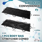 Reallnaive Cadaver Body Bag Heavy Duty Vinyl Mortuary Bag with 8 Side Handles and Center Zipper for Stretcher Combo, Waterproof Cadaver Pouch for Funeral, Outdoor Hunting, 90" x 36", Black