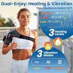 Cordless Shoulder Heating Pad with Massage, Electric Heated Shoulder Wrap with 3 Vibration & 3 Heat, Heating Pads for Rotator Cuff and Frozen Pain Relief,5000mAh Chargeable Powered,Men&Women