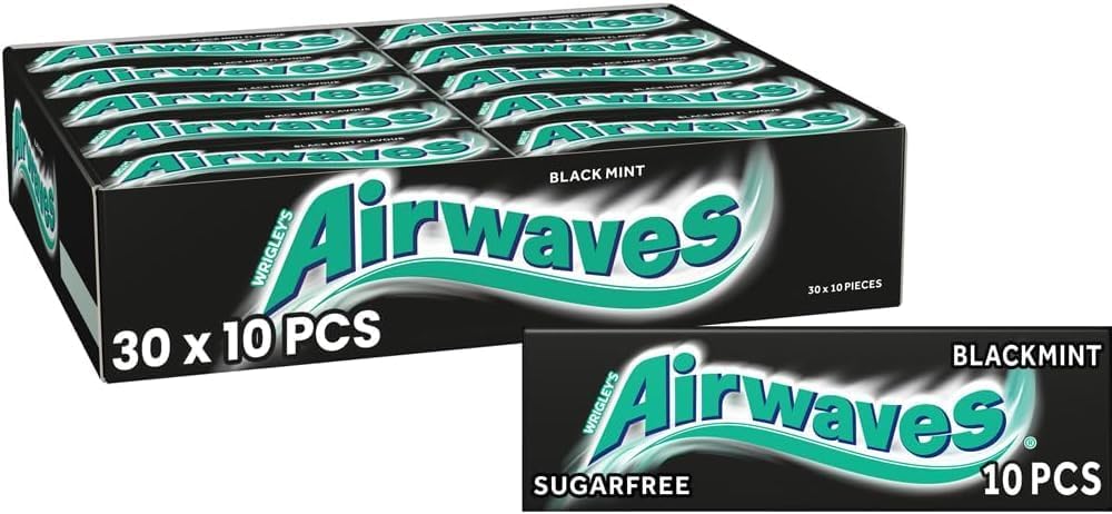 Wrigley Airwaves Black Mint Menthol Sugar Free Chewing Gum 10 Pellets (pack Of 30)