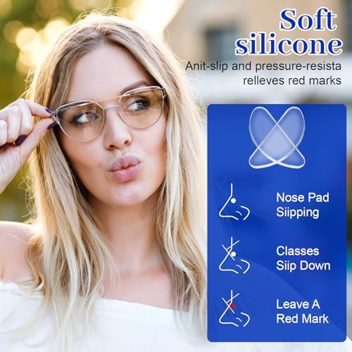 40 Pairs Adhesive Eyeglass Nose Pads, Soft Silicone Glasses Nose Pad, Non Slip Noses Pads for Glasses Accessories, Clear Glass Noses Grips for Eyeglasses Sunglasses