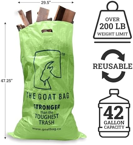 42-Gallon Heavy Duty Contractor Bags – Reusable Tear-Resistant Construction Debris Bags, UV-Resistant Trash Bags for Jobsite, Yard Waste & Home Cleanup (10-Pack)