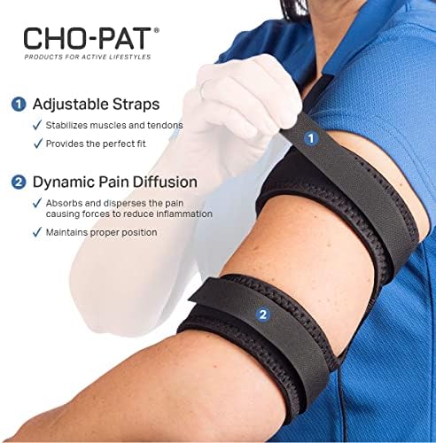 Cho-Pat Bicep/Tricep Cuff, Compression Brace for Bicep/Tricep Tendonitis, Weight Lifting Strains, and Inflammation, Medium