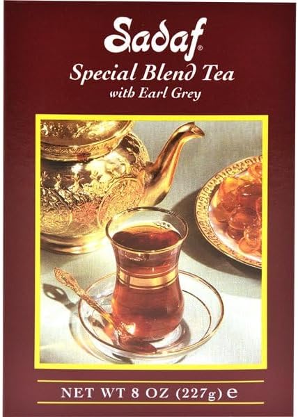 Sadaf Earl Grey Tea | Loose Leaf Special Blend Earl Grey Ceylon Black Tea | Product harvested in Sri Lanka | 8 Oz Box