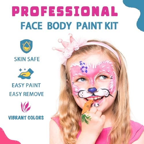 50g Rainbow Face Paint Professional Split Cake Palette Water Based Eyeliner Graphic Hydra Liner Body Painting Makeup Palette,Non-Toxic & Washable Suit for Halloween Christmas Easter