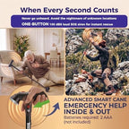 Walking Cane for Men & Women, 3-in-1 Folding Cane with Alarm and Light, Adjustable, Free Standing, Collapsible Walking Stick for Seniors Balance with a Second Handle