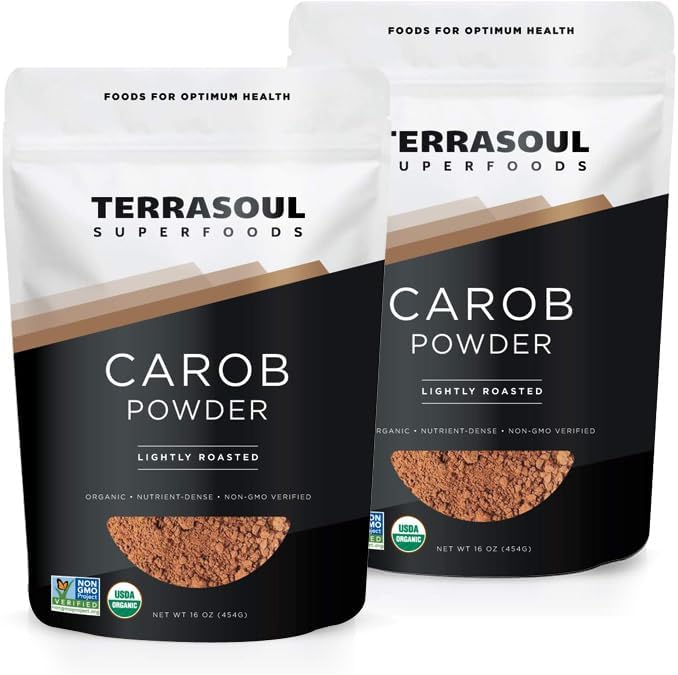 Terrasoul Superfoods Organic Carob Powder, 2 Lbs (2 Pack) - Cocoa Powder Alternative | High in Fiber