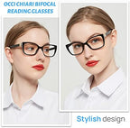 OCCI CHIARI Bifocal Reading Glasses for Women Fashion Large Blue Light Readers 1.0 1.5 2.0 2.5 3.0 3.5