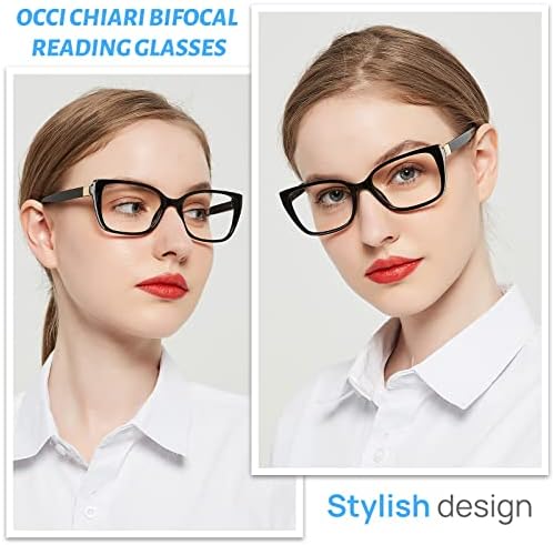 OCCI CHIARI Bifocal Reading Glasses for Women Fashion Large Blue Light Readers 1.0 1.5 2.0 2.5 3.0 3.5