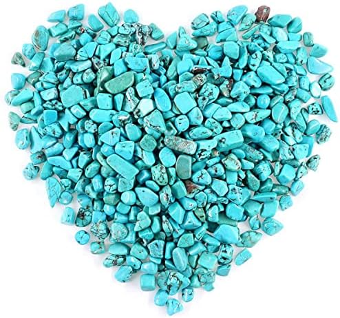 1 Lb (460 g) Decorative Quartz Pebbles Irregular Shaped Turquoise Stones Small Tumbled Chip Gravel Crushed Gemstone Pieces Natural Green Crystal for Handicrafts/Home Decoration