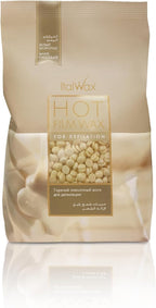 Italwax Classic Line White Chocolate Hard Wax Beads 1.1 lb (500 kg) – Long Setting Stripless Wax with Delicate Vanilla Fragrance for Large Areas & Easy Application – Made in Italy
