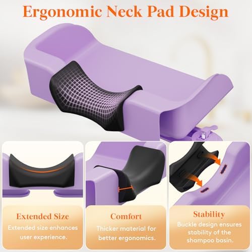 Lifewit Hair Washing Station for Kids, Neck Support Shampoo Bowl for Kitchen Sink or Bathtub at Home, Portable Hair Wash Basin for Toddlers, Children, Teens, Purple, 10 inch/ 26 cm Wide
