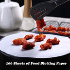 AKOAK 100 Sheets Round Silicone Blotting Paper - Non-stick Oil Absorbing Kitchen Blotting Paper for Cakes, Soups & Fried Foods