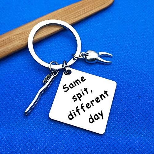 Dentist Keychain Funny Dental Hygienist Gift Same Spit Different Day Gift Future New Dentist Keyring Gift Dentist Doctor Nurse Gifts Dentist Retirement Graduation Birthday Gift for Men Women