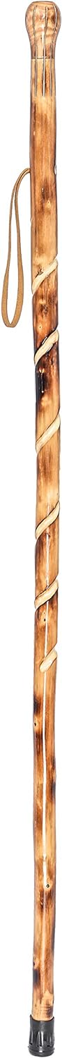 FOREST PILOT Big Ball Head Twisted Style Wooden Walking Stick for Hiking with Compass (Nature Color, 48 Inches, One Piece)