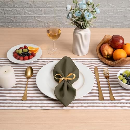 Blue Needles Solid Cloth Napkins Set of 6 Olive Green 100% Cotton Dinner Napkins 18x18 inches - Reusable, Absorbent & Washable Linen, Ideal for Wedding Events Farmhouse Parties Hotel & Everyday Use