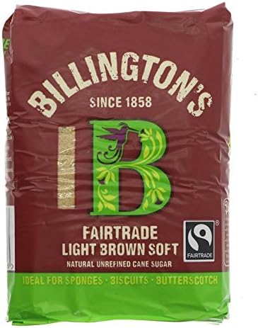 Billington's Fairtrade Natural Light Brown Soft Unrefined Cane Sugar (500g) - Pack of 2