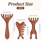3 Pack Wooden Massager Comb Gua Sha Scraping Massages 6 Claws Meridian Massager Double Head Massage Rake Foot Massagers Tools with Long Handle for Head Neck Back Legs Feet