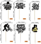 Rsstarxi 24 Pack Happy Father's Day Cupcake Toppers Glitter Dad is My Hero Cupcake Picks Best Dad Love Dad Cake decorations for Happy Father's Day Dad Birthday Party Supplies Black