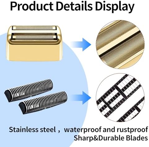 1 Pack Professional Replacement Foil and Cutters for BaBylissPRO Barberology Double Foil Shaver, Compatible with BaBylissPRO Barberology FXFS2 Shaver，Gold