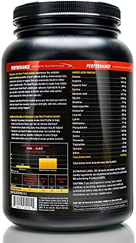 Olympian Labs Beef Protein Isolate Powder, 24g Protein, BST Free, 2 Grams BCAA's, Muscle Building Amino Acids, 32 Ounces, Flavored with Real Chocolate