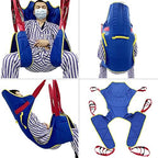 Universal Patient Lift Sling, Size L Full Body Lifts Slings with Head and Back Support, Padded Divided Leg Slings with Commode Opening, 5 Handles, 6 Straps, Transfer Sling for Elderly,