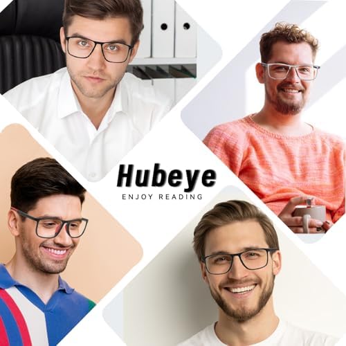 Hubeye TR90 Sports Reading Glasses for Men and Women Ultralight Flexible Anti-Blue Light Readers（Black+Red+Orange，+2.0）