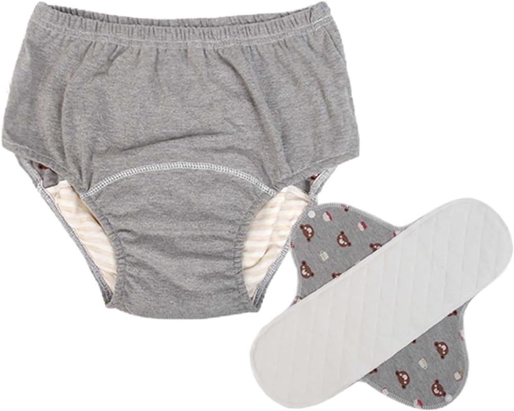 Incontinence Underwear, Adult Cloth Diaper Underwear Breathable Incontinence Underpants Made of Cotton, Washable Reusable Adult Incontinence Urinary (Color : Gray, Size : Large)