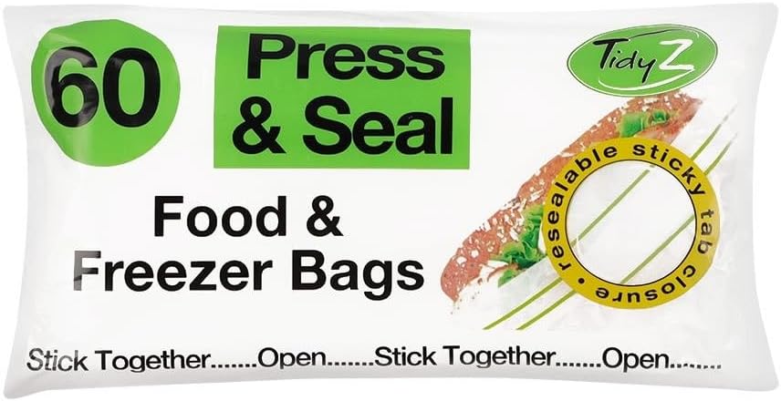 Tidyz Press & Seal Food & Freezer Bags Pack 60